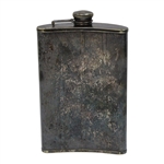 Vintage Pewter Post-Swing Golfer Emblem Flask with 'Jess 1926' on Stopper