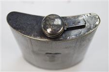 Vintage Pewter Post-Swing Golfer Emblem Flask with 'Jess 1926' on Stopper