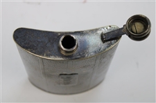 Vintage Pewter Post-Swing Golfer Emblem Flask with 'Jess 1926' on Stopper