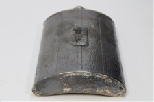 Vintage Pewter Post-Swing Golfer Emblem Flask with 'Jess 1926' on Stopper