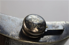 Vintage Pewter Post-Swing Golfer Emblem Flask with 'Jess 1926' on Stopper