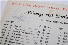 Arnold Palmer & Doug Sanders Signed 1968 Masters Saturday Pairing Sheet JSA ALOA