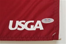 Jon Rahm Signed 2021 US Open at Torrey Pines Red Screen Flag PSA #AN77461