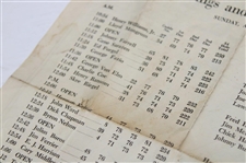 1951 Masters Tournament Sunday Final Round Pairing Sheet - Ben Hogan Winner
