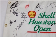 Mickelson, Spieth, Fowler & others Signed Shell Houston Open Embroidered Flag JSA ALOA