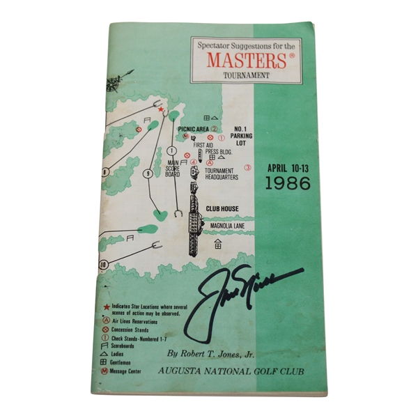 Jack Nicklaus Signed 1986 Masters Tournament Spectator Guide JSA ALOA