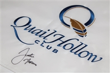 Justin Thomas Signed Quail Hollow Club Embroidered White Flag JSA ALOA