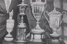 1971 Bobby Jones AP Wire Photo w/Grand Slam Trophies