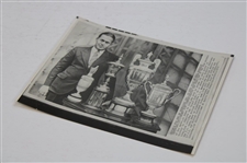 1971 Bobby Jones AP Wire Photo w/Grand Slam Trophies