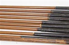 c.1920's Symons Golf Shop San Antonio Stainless Steel Iron Set by Texas HoFer Will Symons w/Stovepipe Golf Bag