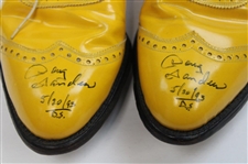 Doug Sanders Signed Personal Used Yellow Custom Golf Cleats Shoes w/'5/20/93' Inscrip. JSA ALOA