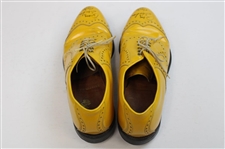 Doug Sanders Signed Personal Used Yellow Custom Golf Cleats Shoes w/'5/20/93' Inscrip. JSA ALOA