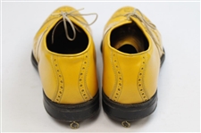 Doug Sanders Signed Personal Used Yellow Custom Golf Cleats Shoes w/'5/20/93' Inscrip. JSA ALOA