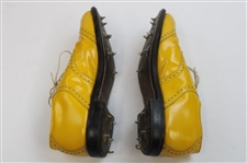 Doug Sanders Signed Personal Used Yellow Custom Golf Cleats Shoes w/'5/20/93' Inscrip. JSA ALOA