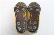 Doug Sanders Signed Personal Used Yellow Custom Golf Cleats Shoes w/'5/20/93' Inscrip. JSA ALOA