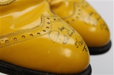 Doug Sanders Signed Personal Used Yellow Custom Golf Cleats Shoes w/'5/20/93' Inscrip. JSA ALOA