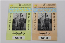 Full Set Of 2001 Masters Working Pass Paper Tickets - Tiger Woods 