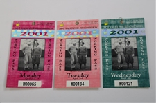 Full Set Of 2001 Masters Working Pass Paper Tickets - Tiger Woods 