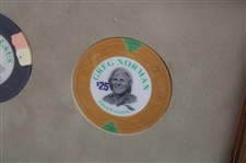 Palmer, Nicklaus & Norman Poker Chips - Framed