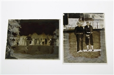 Two (2) Vintage Glass Negative Plates - Action Shot & Pose