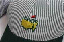 Two (2) Undated Masters Tournament Striped Logo Hats - Navy & Pine Green