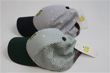 Two (2) Undated Masters Tournament Striped Logo Hats - Navy & Pine Green