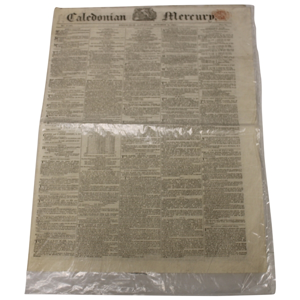 1819 Caledonian Mercury Early 19th Century Newspaper - Edinburgh Burntsfield Links Golfing Society Gold Medal Content