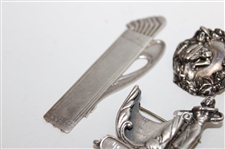 Sterling Silver Tee, Lady Golfer Pin, Golf Bag w/Clubs & Lady Golfer Medallion