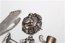 Sterling Silver Tee, Lady Golfer Pin, Golf Bag w/Clubs & Lady Golfer Medallion