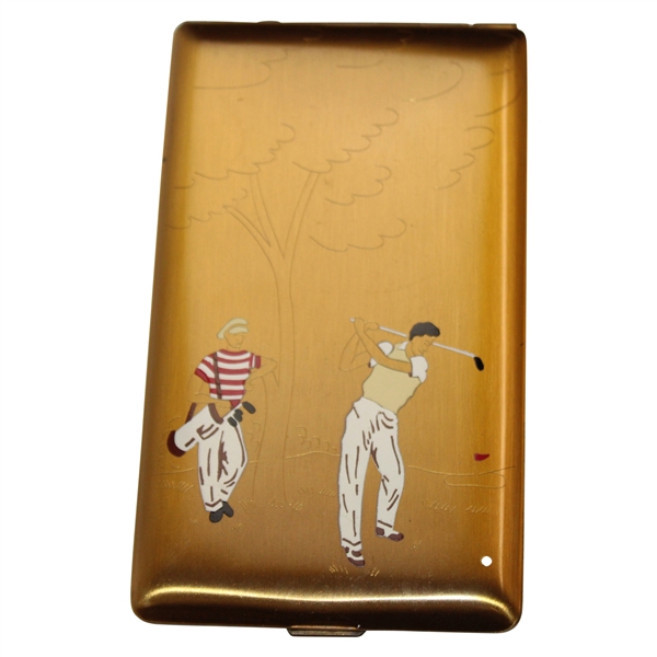 Vintage Enameled Golfer with Caddy Elgin Cigarette Case