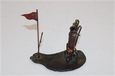 Copper Golf Cart, Bag, Clubs, And Pin Flag, Desk Stand, Circa 1950’s