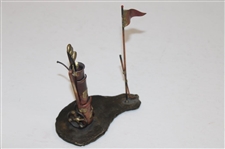 Copper Golf Cart, Bag, Clubs, And Pin Flag, Desk Stand, Circa 1950’s