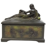 Cold Painted, Art Deco, White Metal Cigarette Box 