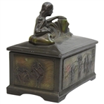 Cold Painted, Art Deco, White Metal Cigarette Box 