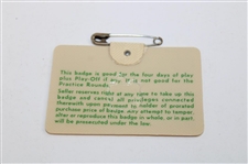 1967 Masters Tournament SERIES Badge #10695 - Gay Brewer Winner