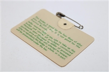 1967 Masters Tournament SERIES Badge #10695 - Gay Brewer Winner
