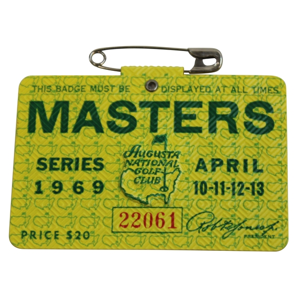 1969 Masters Tournament SERIES Badge #22061 - George Archer Winner
