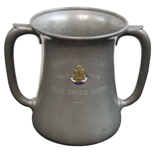 1908 Suburban Club Golf (NJ) Dual Handled Best Gross Score Trophy