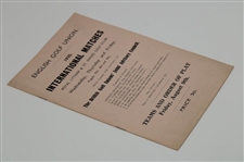 1935 English Golf Union Intl. Matches at Royal Lytham Friday Order of Play Program