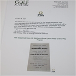 1935 English Golf Union Intl. Matches at Royal Lytham Friday Order of Play Program