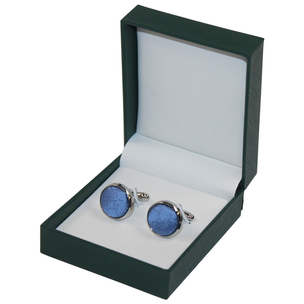 Masters Tournament Silk Lt Blue Logo Cuff Links in Original Box - Made in Italy