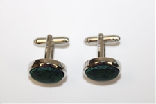 Masters Tournament Silk Dk Green Logo Cuff Links in Original Box - Made in Italy