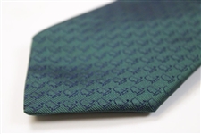 Masters Made in Italy Collection Dark Green Silk Tie with Navy Mini Logo Pattern