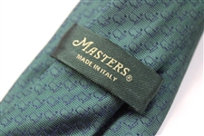 Masters Made in Italy Collection Dark Green Silk Tie with Navy Mini Logo Pattern