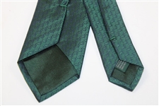 Masters Made in Italy Collection Dark Green Silk Tie with Navy Mini Logo Pattern