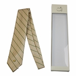 Masters Made in Italy Yellow Silk Necktie with Dark Green and White Thin Stripes