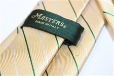 Masters Made in Italy Yellow Silk Necktie with Dark Green and White Thin Stripes