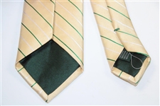 Masters Made in Italy Yellow Silk Necktie with Dark Green and White Thin Stripes