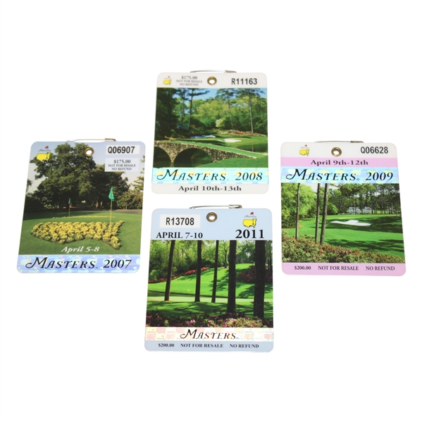 2007, 2008, 2009 & 2011 Masters Tournament SERIES Badges - Johnson/Immelman/Cabrera/Schwartzel