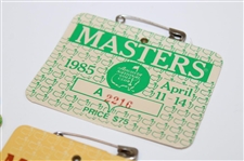1980, 1982, 1985, 1987 & 1988 Masters Tournament SERIES Badges
